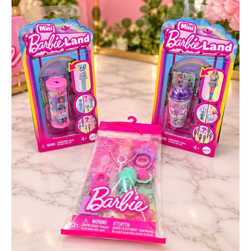 Mini BarbieLand Barbie Toy Lot of 3 Cutie Reveal Fashion Accessories Y2K NEW